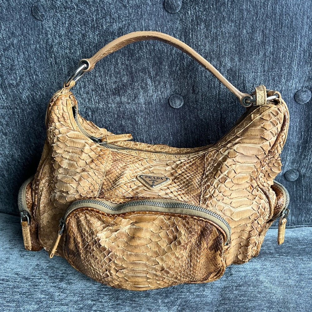 Authentic Prada Brown Real Python Skin Leather In… - image 5